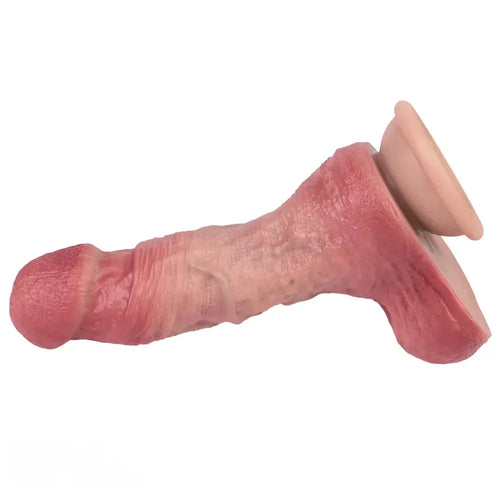 7.4in Double-layer Liquid Silicone Skin-like Soft Real Dildo For Solo Play
