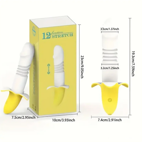 7.59in Banana Thrusting Vibrating Silicone Soft Dildo For Prostate Vagina