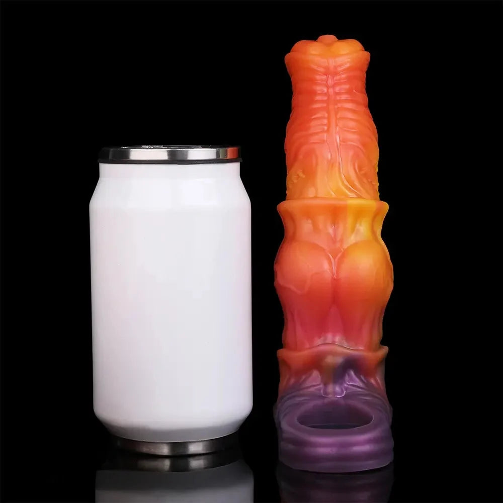 7.59in Warhorse Cock Fire Vein Gradient Tone Cock Dildo Sleeve For Male