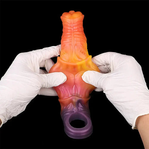 7.59in Warhorse Cock Fire Vein Gradient Tone Cock Dildo Sleeve For Male