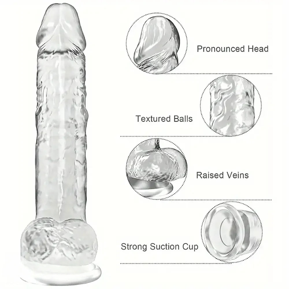 7.5in Clear Realistic Suction Cup Anal Dildo For G-spot Prostate Play