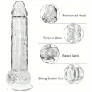 7.5in Clear Realistic Suction Cup Anal Dildo For G-spot Prostate Play