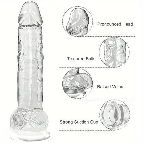 7.5in Clear Realistic Suction Cup Anal Dildo For G-spot Prostate Play