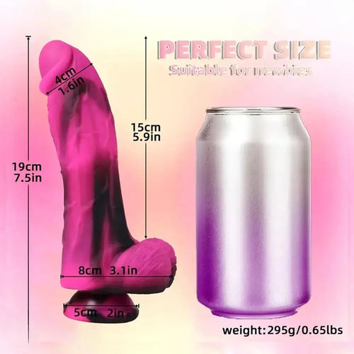 7.5in Flexible Glans Explosive Veins Sturdy Balls Silicone Soft Cock Dildo