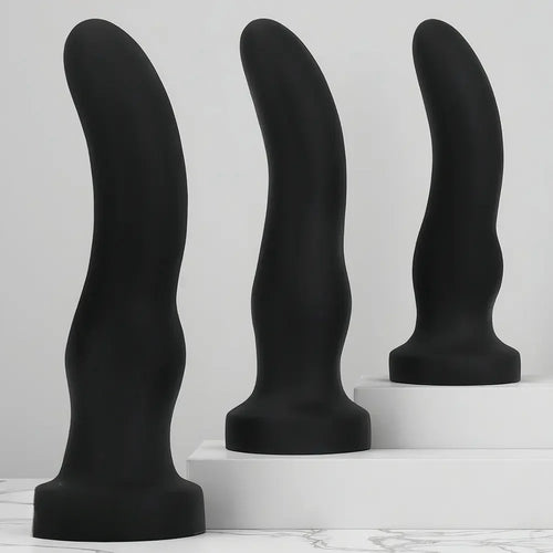 7.67in 9.25in 11.22in Black Silicone Anal Plug Dildo For Couples Men