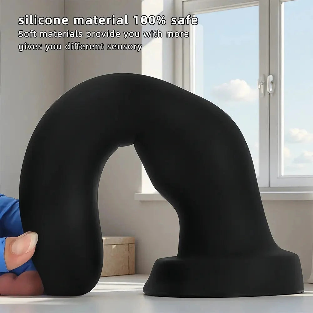 7.67in 9.25in 11.22in Black Silicone Anal Plug Dildo For Couples Men