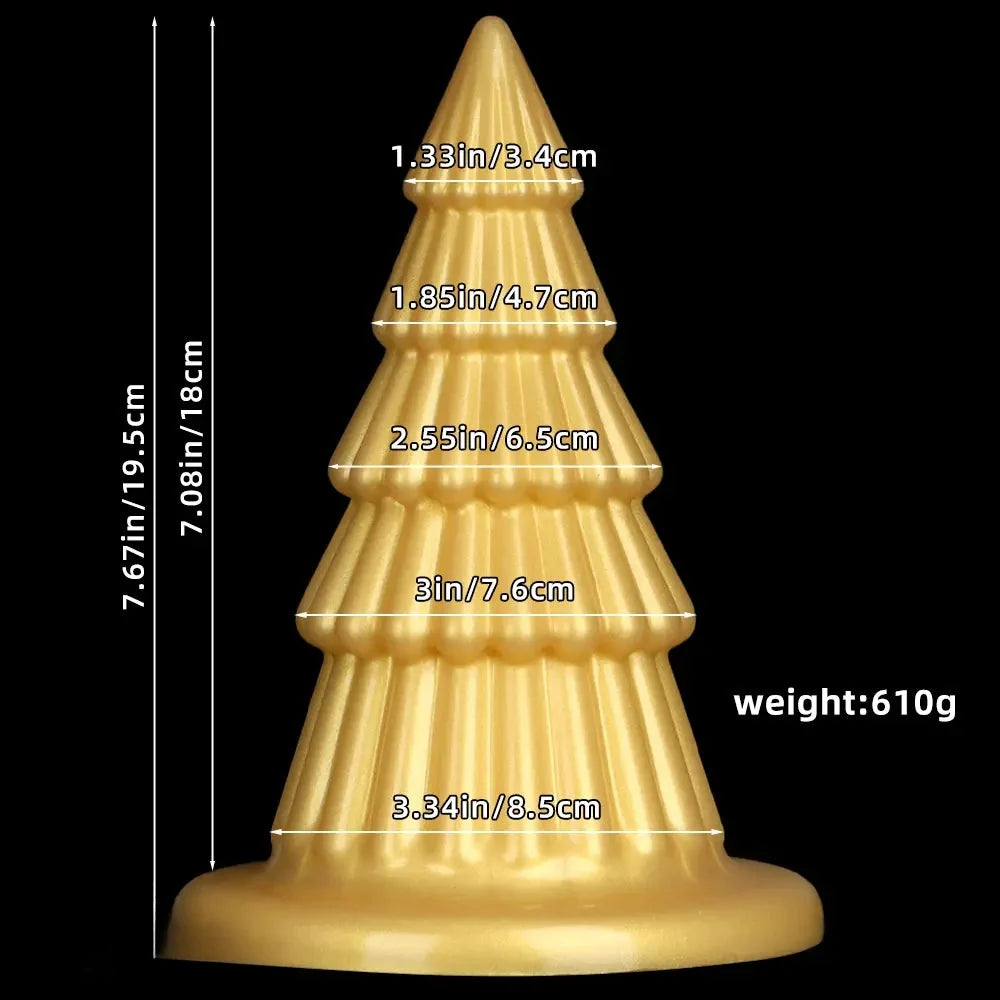 7.67in Christmas Tree Silicone Soft Extra Butt Plug Dildo With Suction Cup