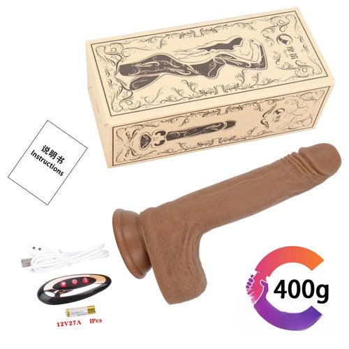 7.67in Women Masturbation Silicone Dildo Vibrating Thrusting Heating Toy