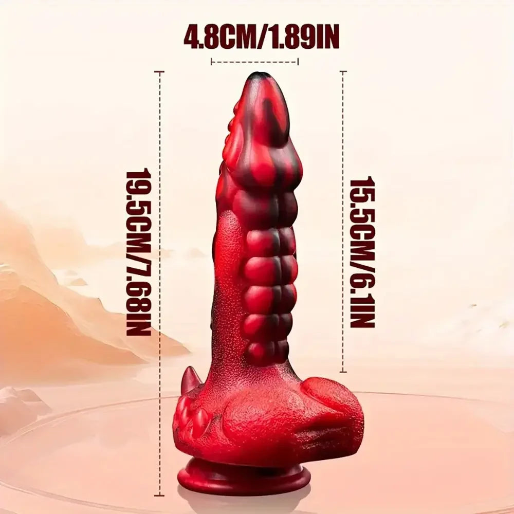 7.68in Telescopic Heating Vibrating Dragon Silicone Soft Auto Odd Dildo