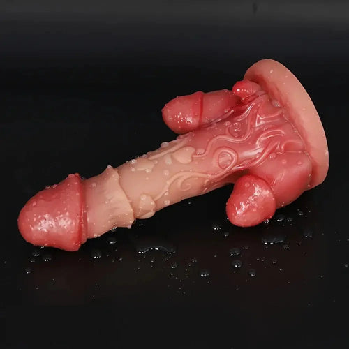 7.68in Three-Head Male Female Silicone Dildo Texture For G-Spot Stimulation