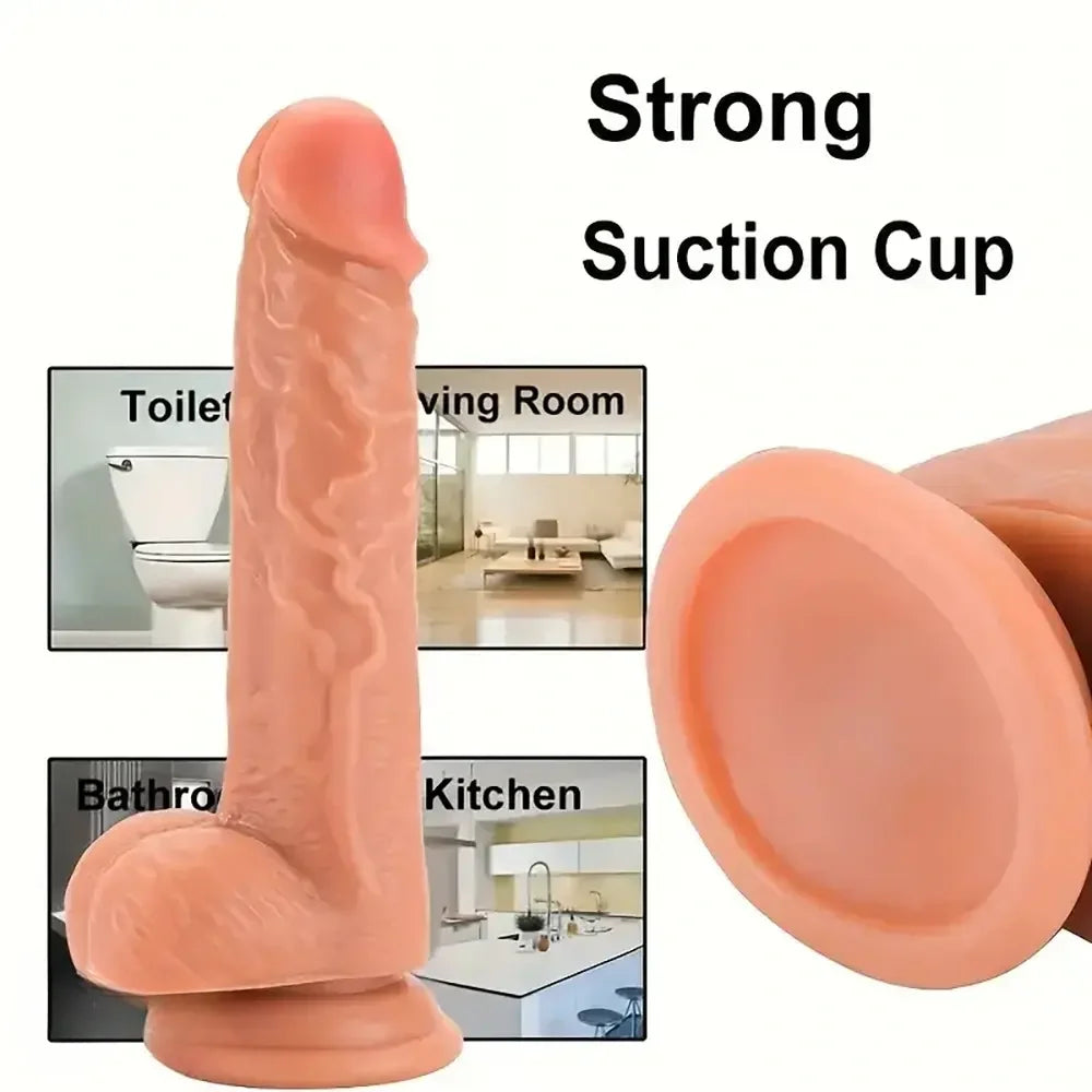 7.69in Lifelike Veins Hands-Free G-Spot Stimulation Dildo Anal Toy