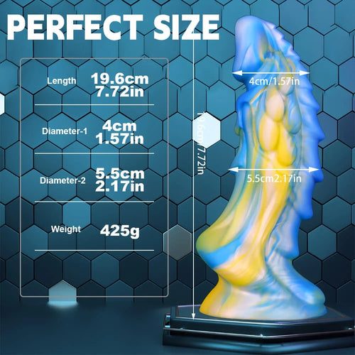 7.72in Ombre Dragon Dildo Silicone Fantasy Penis For Females