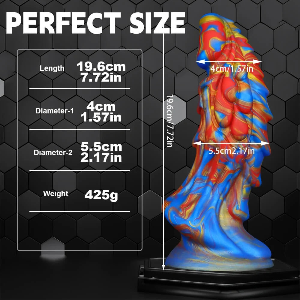 7.72in Ombre Dragon Dildo Silicone Fantasy Penis For Females