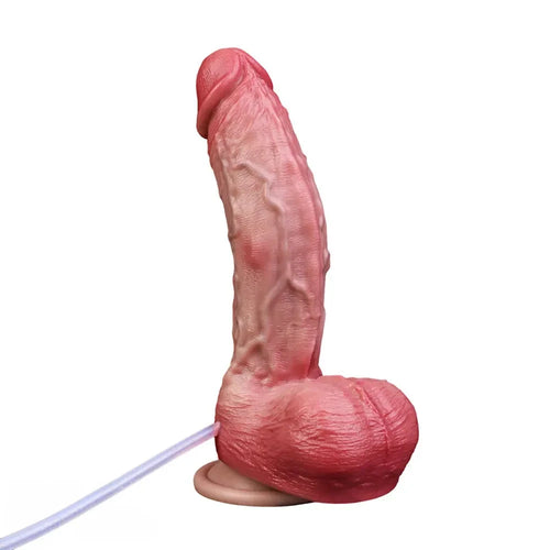 7.76in Flesh Lifelike Liquid Silicone Double Layer Realistic Cumming Dildo