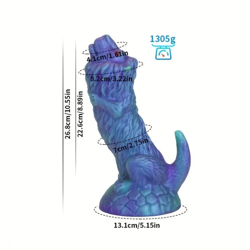 7.83in 9.01in 10.55in Unique Blue Lion Animal Dildo Thick Silicone Soft Dildo