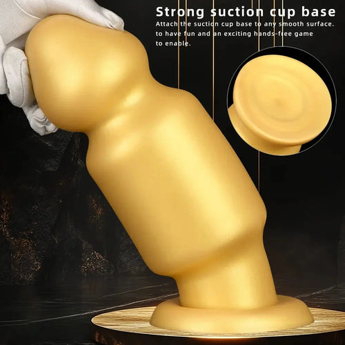 7.87in 11.22in Golden Silicone Soft Big Anal Plug Dildo For Anal Expansion