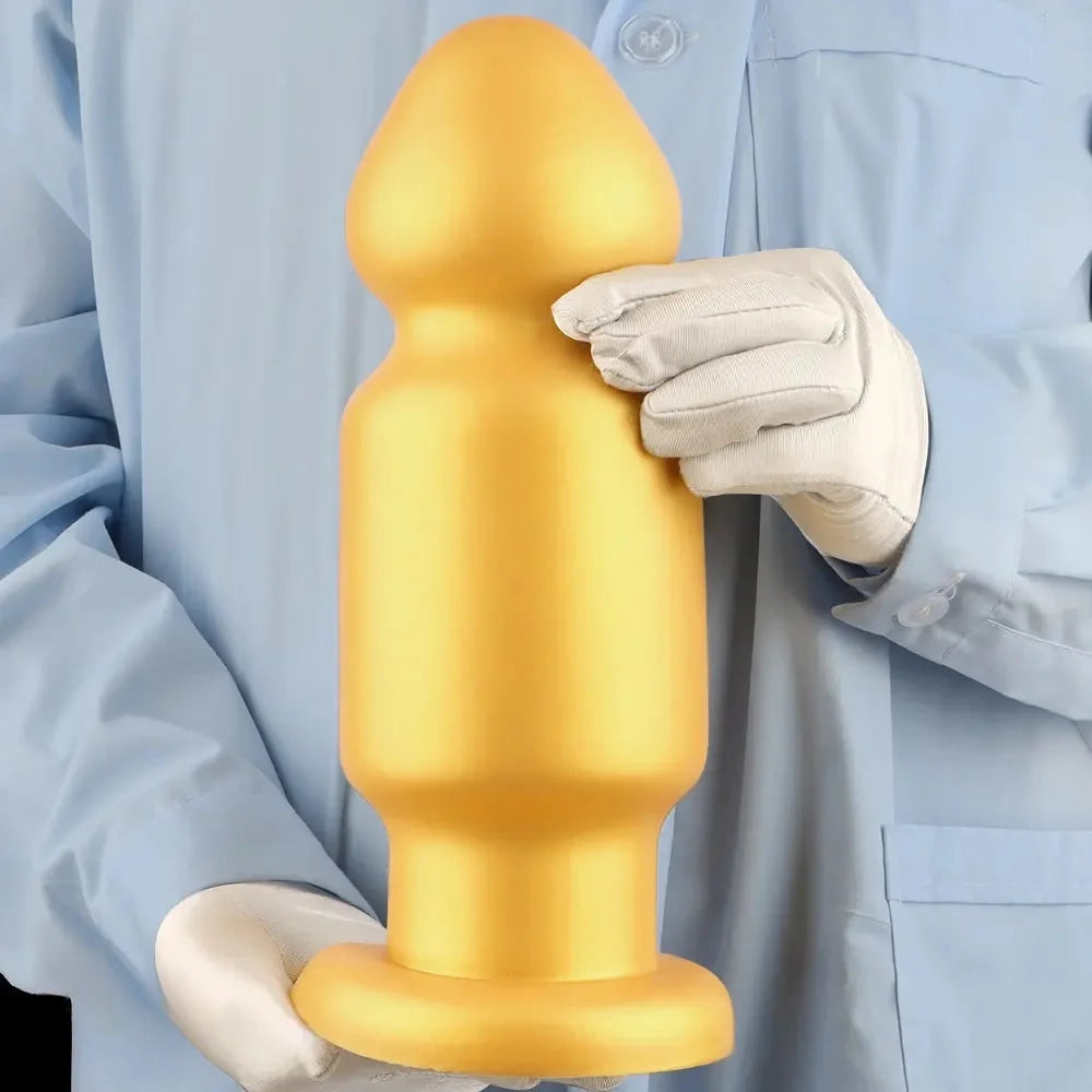 7.87in 11.22in Golden Silicone Soft Big Anal Plug Dildo For Anal Expansion