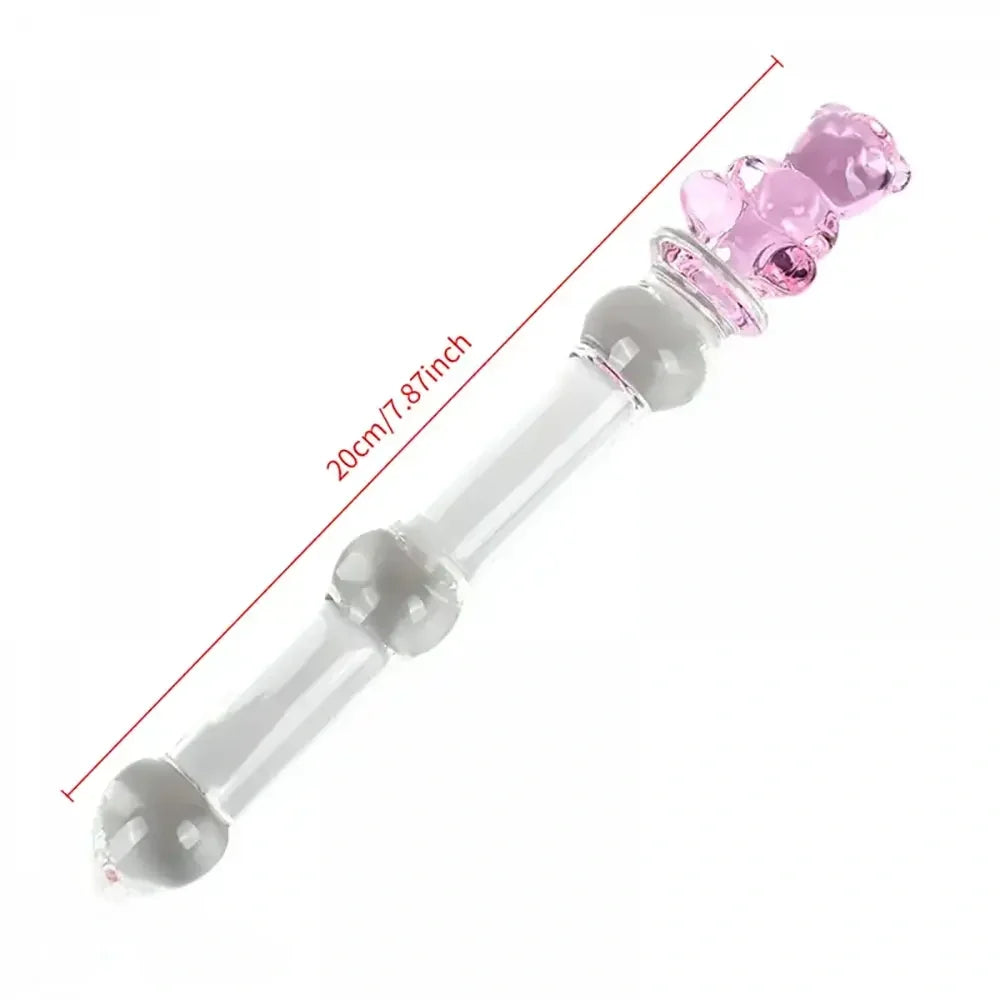 7.87in Cartoon Bear Series Glass Fantasy Cute Massage Stick Dildo