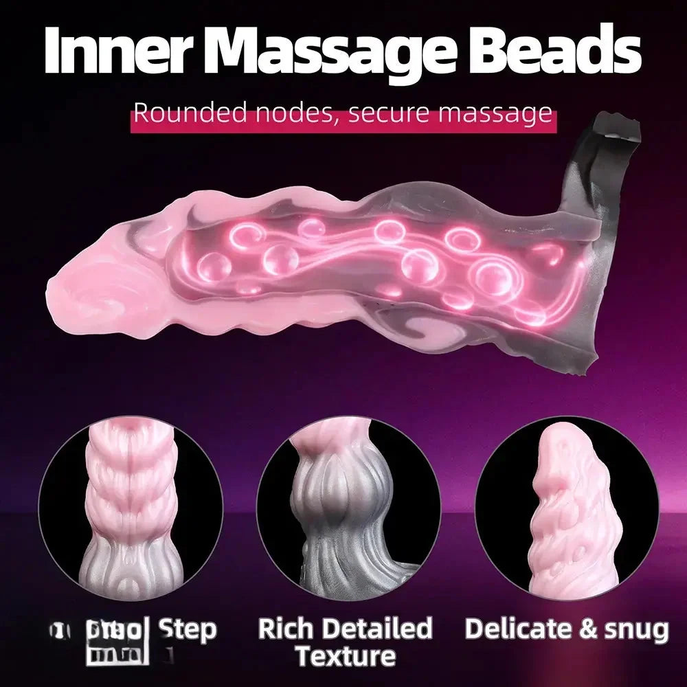 7.87in Hollow Fantasy Silicone Cock Sleeve Dildo For Physical Delay Control