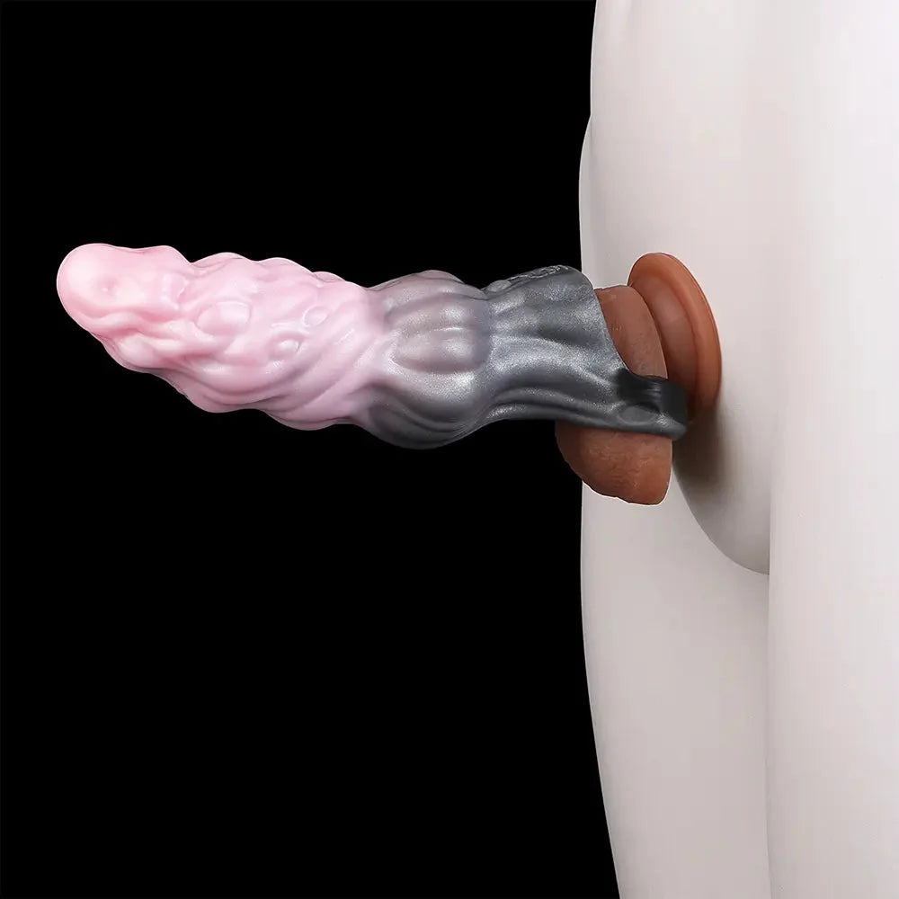 7.87in Hollow Fantasy Silicone Cock Sleeve Dildo For Physical Delay Control