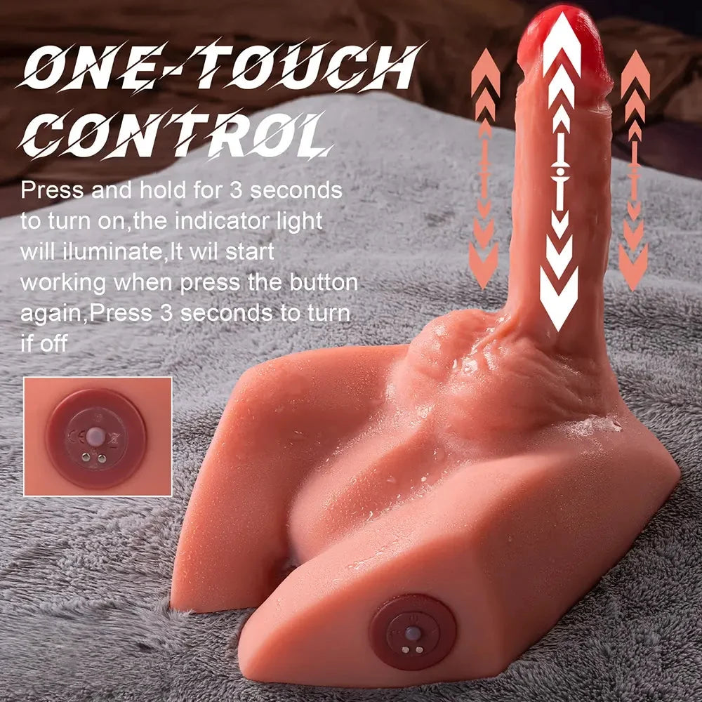 7.87in Real Feeling 3D Lifelike Sex Torso Dildo With Vibrating Thrusting Toy
