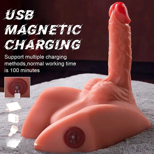 7.87in Real Feeling 3D Lifelike Sex Torso Dildo With Vibrating Thrusting Toy