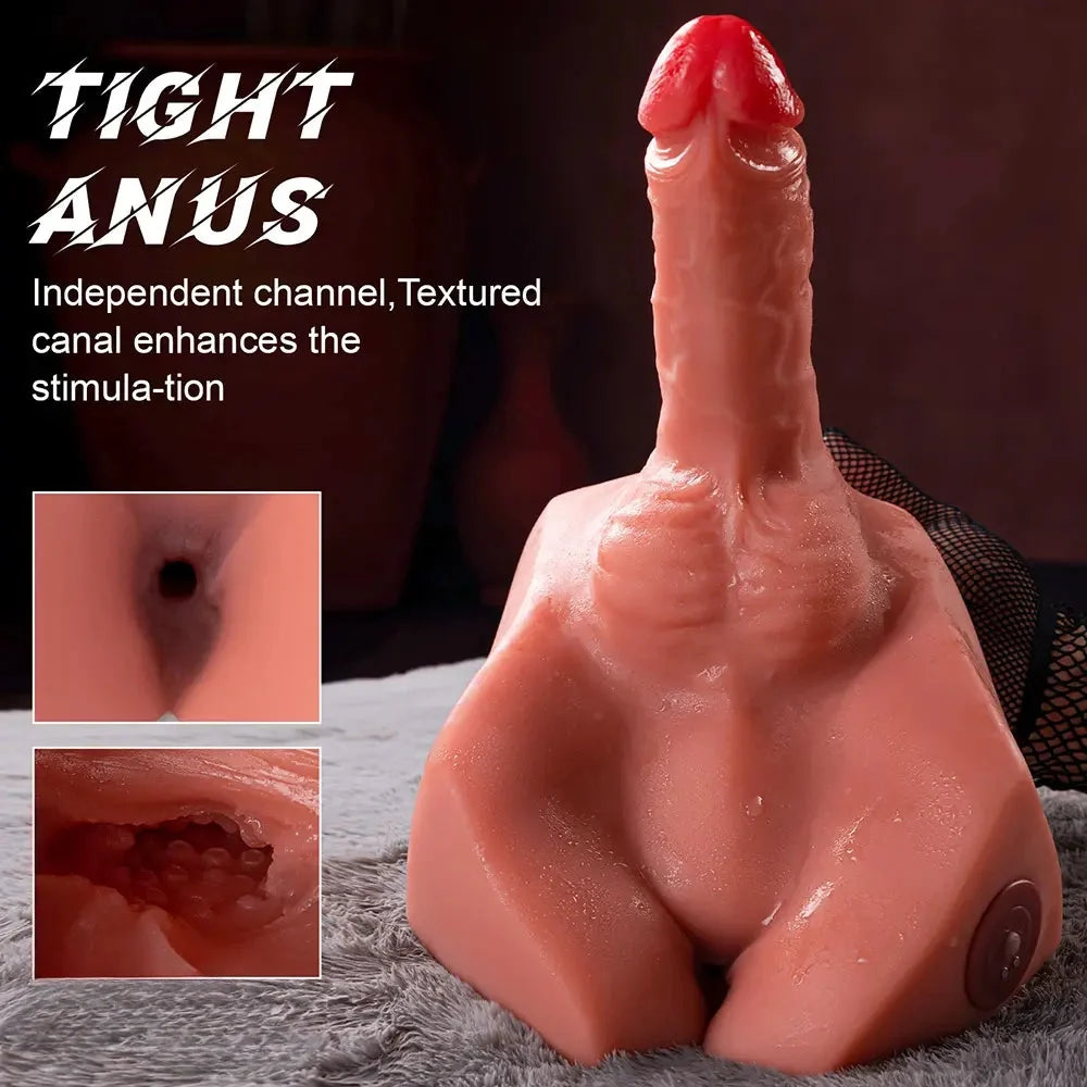 7.87in Real Feeling 3D Lifelike Sex Torso Dildo With Vibrating Thrusting Toy