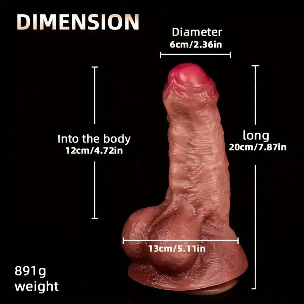 7.87in Superb Skin Thick Real Feeling Silicone Dildo For Women Men