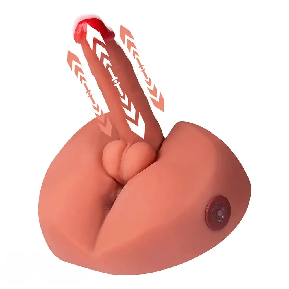 7.87in Unusual Feeling Lifelike Skin Soft Thrusting Vibrating Male Dildo Torso