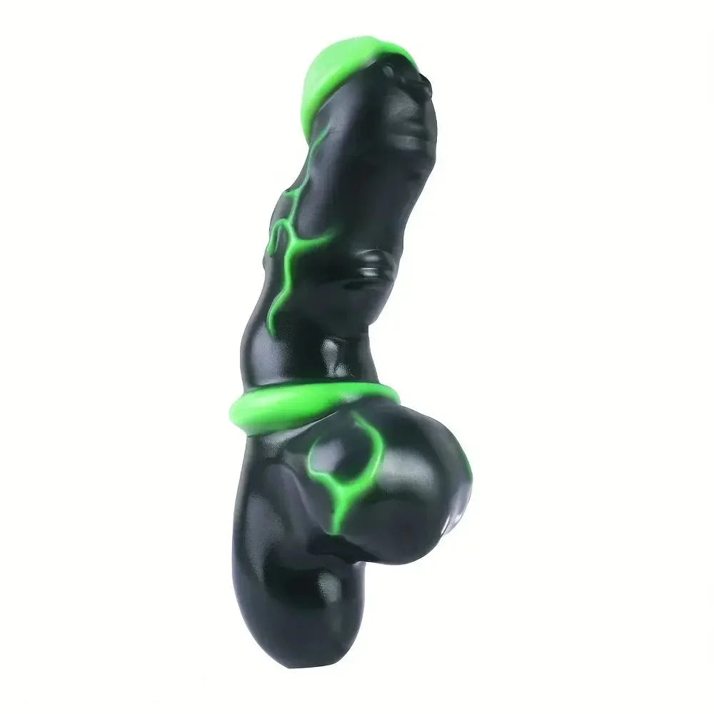 7.8in Alien Mutant Simulation Penis Colorful Ribbed Vaginal Handle Dildo