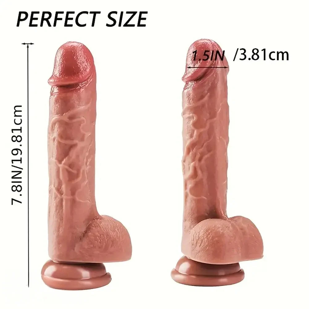 7.8in Soft Silicone Lifelike Penis Real Dildo For G-Spot Anal Stimulation