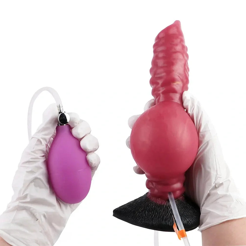 7.91in Dog Ejaculating Inflatable Silicone Soft Dildo For Women Sex Toy