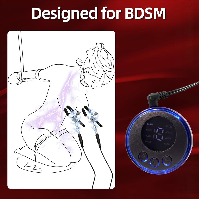 BDSM Electric Shock Nipple Clitoral Clip Chain