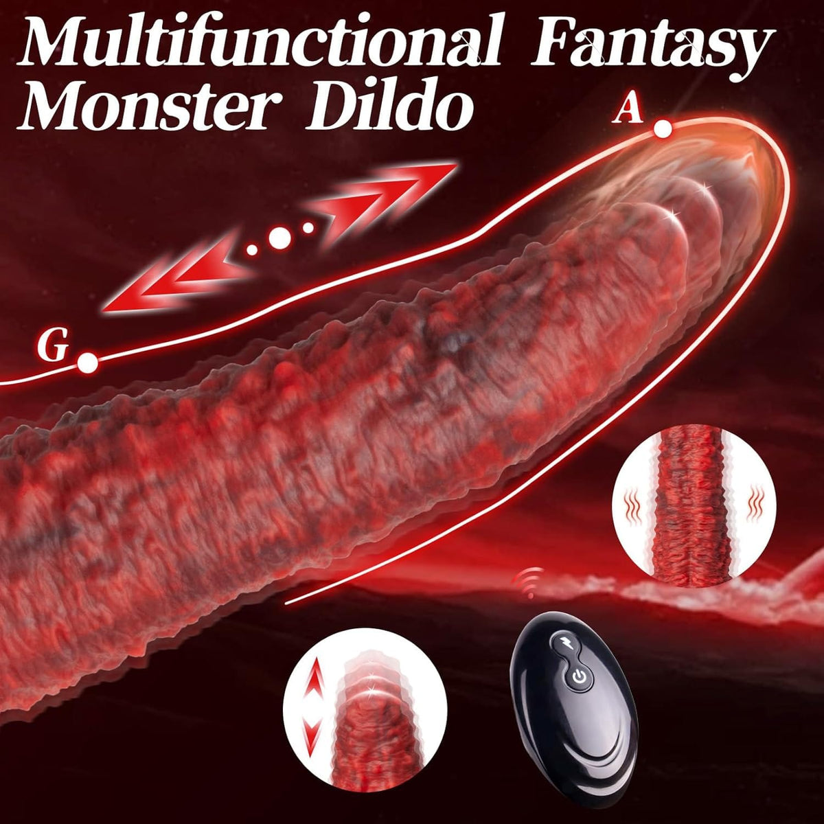 9.5-inch Realistic Monster Tongue Thrusting Dildo Vibrator With Remote Control