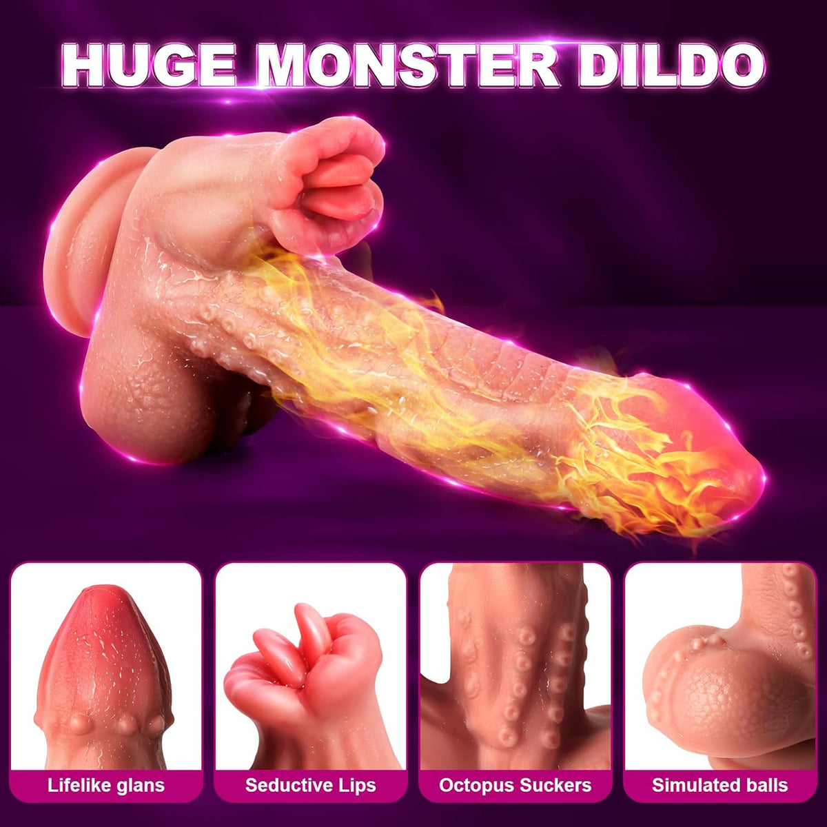 Snake Warrior 9.5in Thrusting Rotation Swinging Dildo Vibrator With Remote