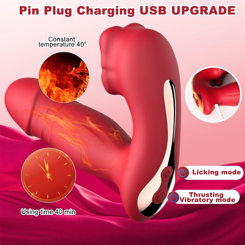 Mouth Licking Thrusting Wearable G spot Vibrator with App Control