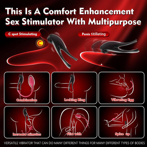 Detachable Design Vibrating Cock Penis Ring With Anal Plug for Couple