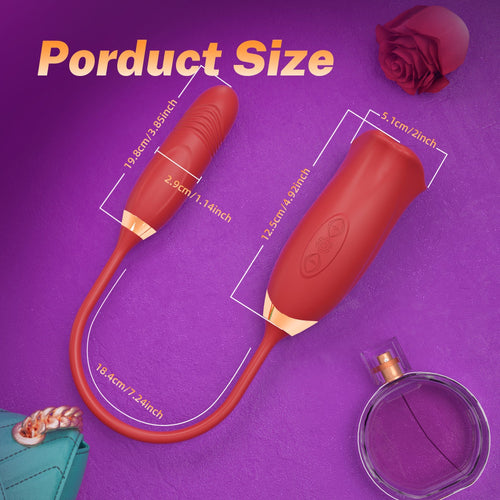 Rose Muncher Rose Kiss Tongue Vibrator With Thrusting Dildo Vibrator