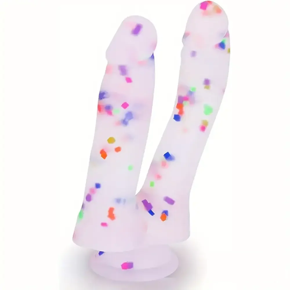 7in Soft Silicone Confetti Colorful Double Headed Dildo For Women Men