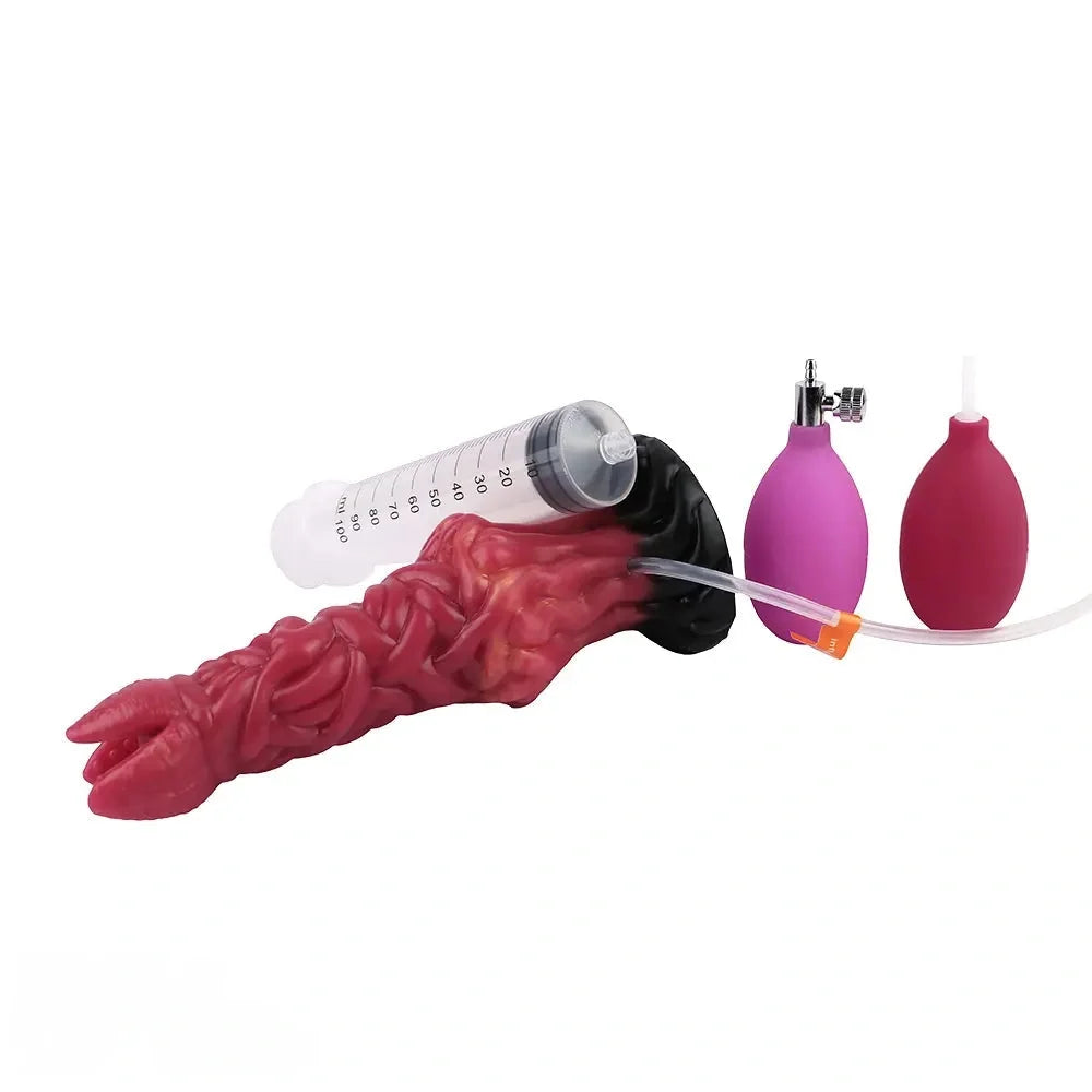 8.03in Ejaculating Inflatable Big Silicone Soft Fantasy Creature Dildo