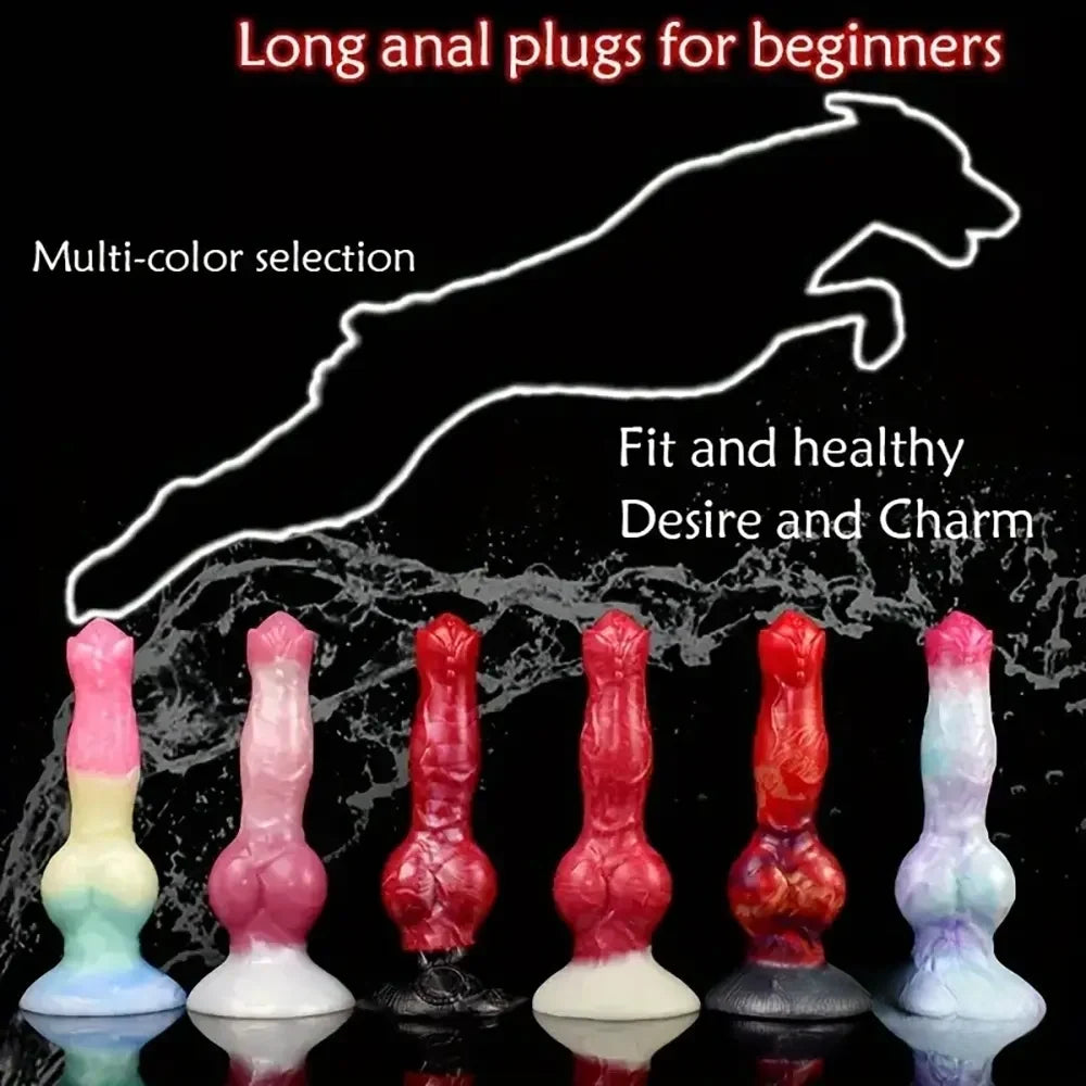 8.03in Fantasy Big Dog Knot Silicone Soft Dildo For G-Spot Stimulation