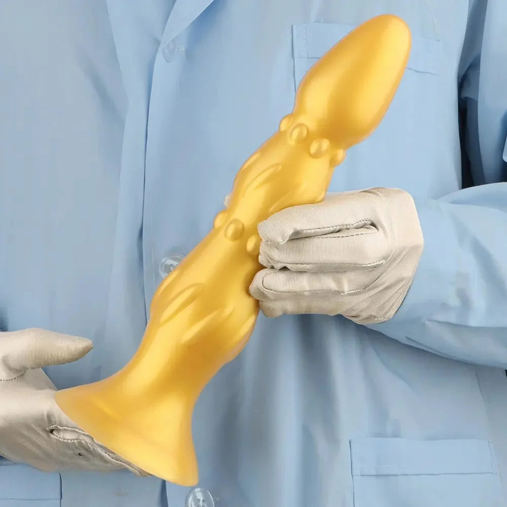 8.07in 11.22in Gold Silicone Super Large Anal Plug Dildo Anal Exercises