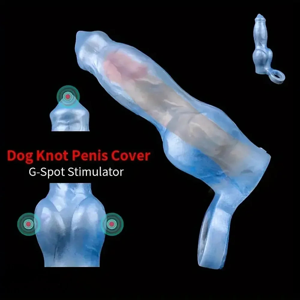 8.07in Fantasy Penis Sheath Dog Hollow Sleeve Knot Hollow Dildo