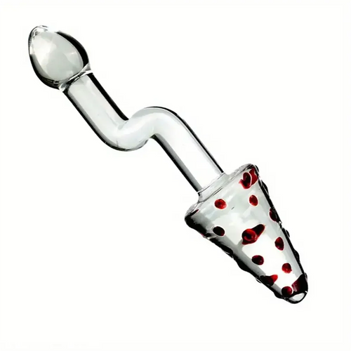 8.07in Glass Clear Spiked Big Double Sided Dildo For Clitoral Stimulation
