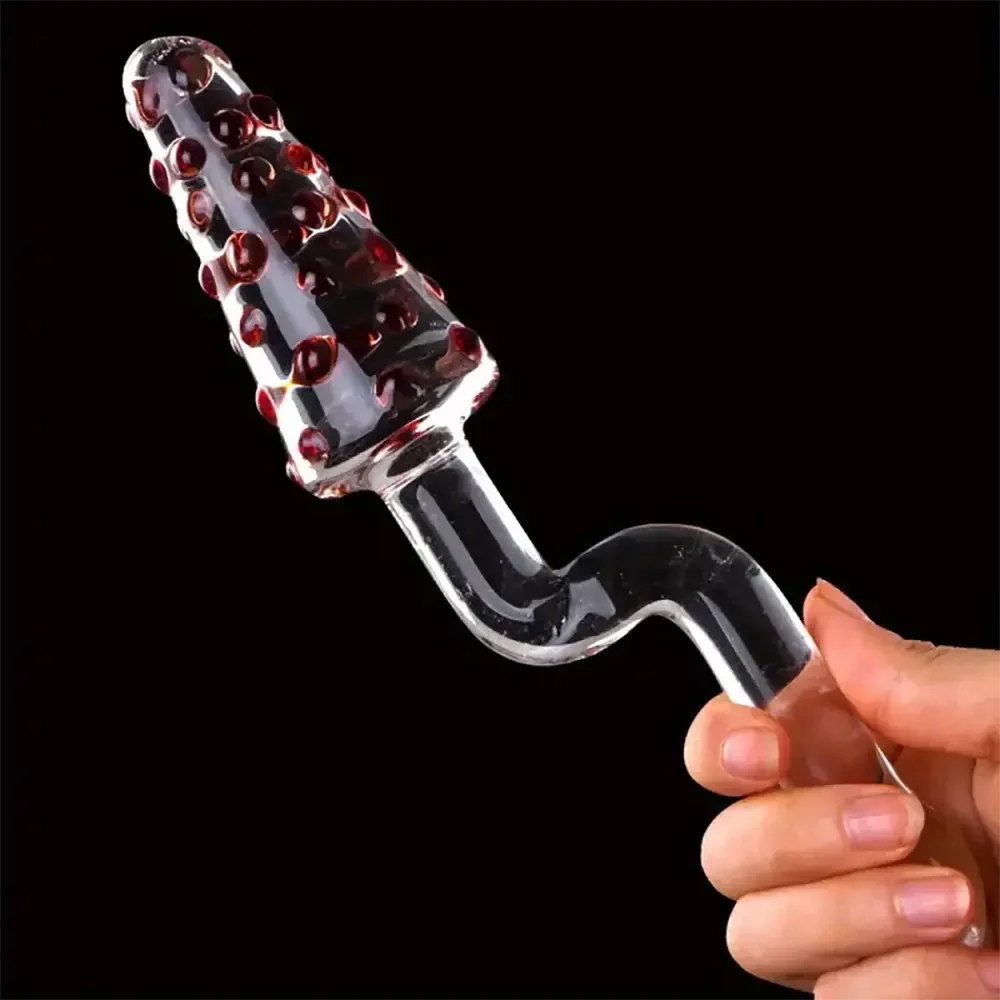 8.07in Glass Clear Spiked Big Double Sided Dildo For Clitoral Stimulation