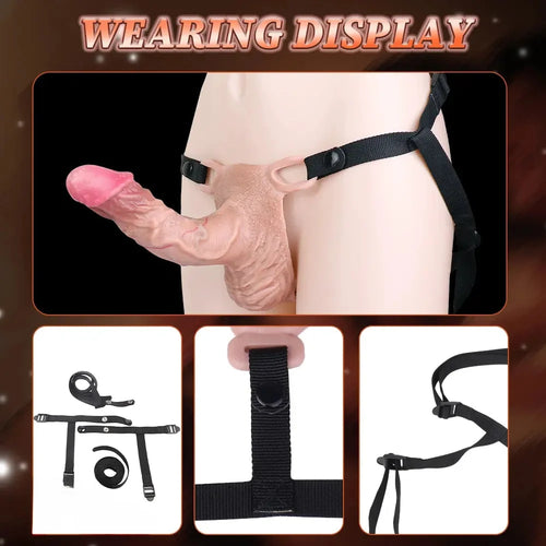 8.07in Realistic Strap on Penis Extender Cock Sleeve Dildo Stretchable Cock Ring