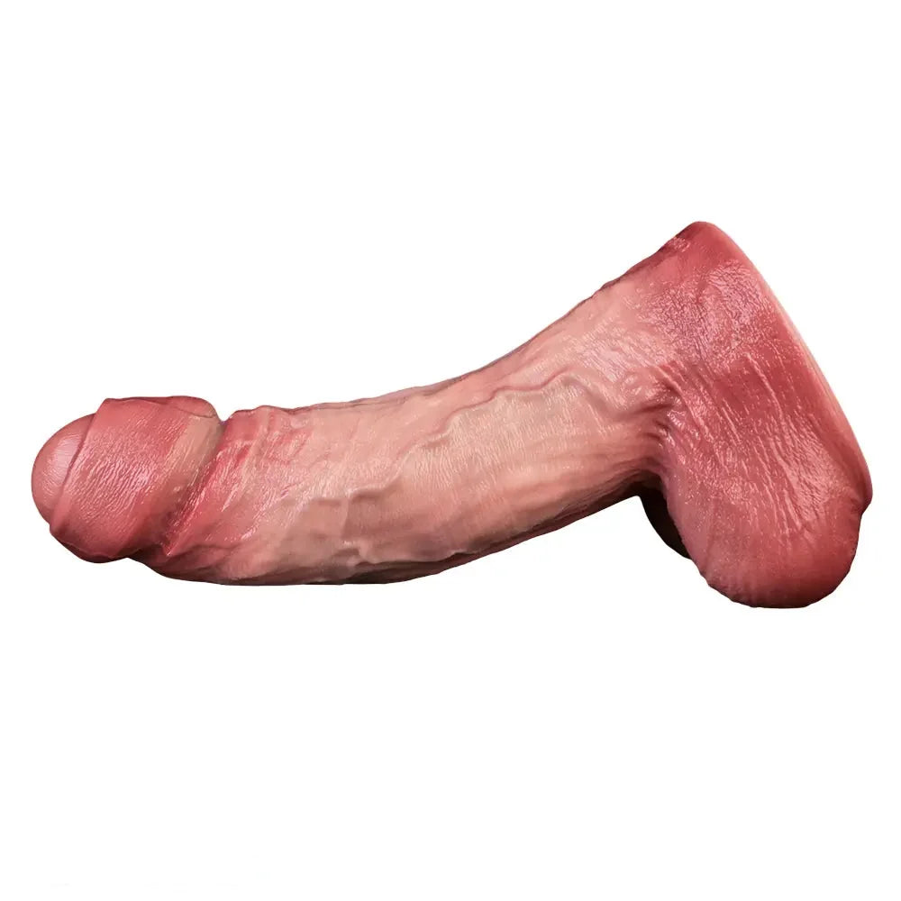 8.11in Double-layer Liquid Silicone Skin-like Soft Uncut Dildo Masturbator