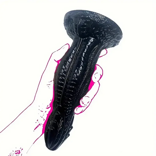 8.15in PVC Dragon Large Black Dildo For Women Strong Suction Cup