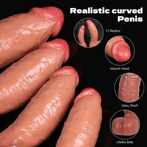 8.26in 9.05in 9.84in 11.81in Realistic Curved Big Penis Dildo For Hands-Free Use