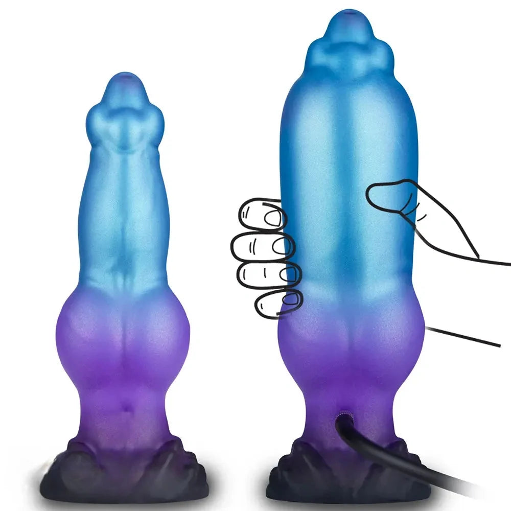 8.26in Fantasy Monster Knot Inflatable Silicone Dildo Realistic Felt Texture